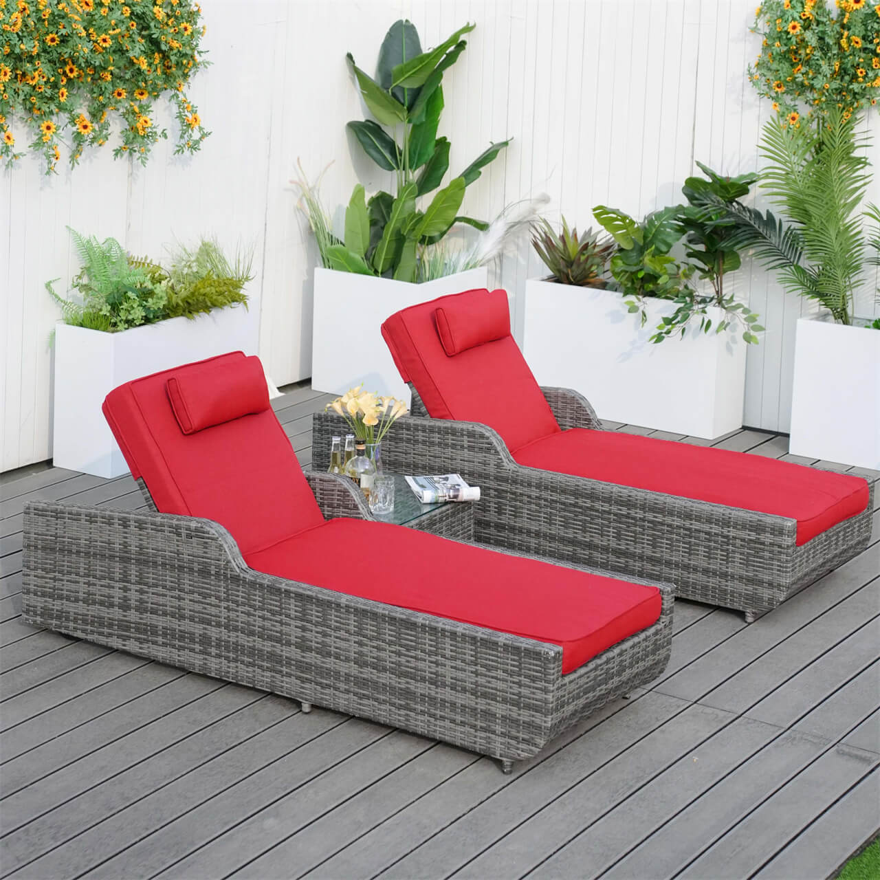 Utomhus Wicker Chaise Lounge (PAL-1127B) för Avkoppling