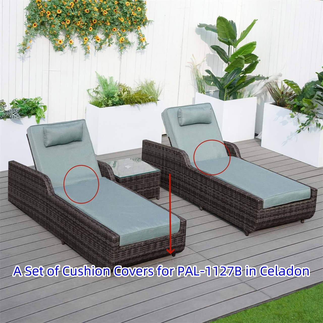 Direkta Wicker Kuddöverdrag För Utomhus Chaise Lounge PAL-1127B