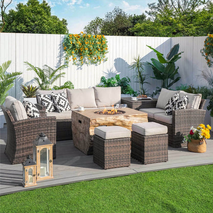 Direct Wicker Elegant Ute Soffgrupp Med Eldstad Bord