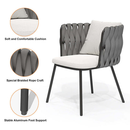 2 Delar Aluminium & Rep Utomhus Matstol Med Kudde I Kaffe