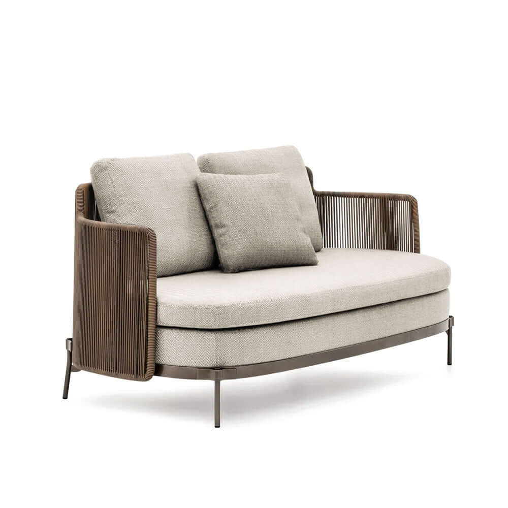 Rotting Patio Sofa 2Seater med fyrkantig kudde rygg