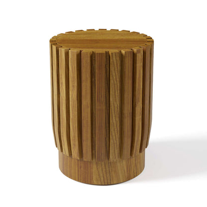 2 Delar Modern Rund & Rektangulär Teakträ Utomhus Kaffebord Set i Naturlig