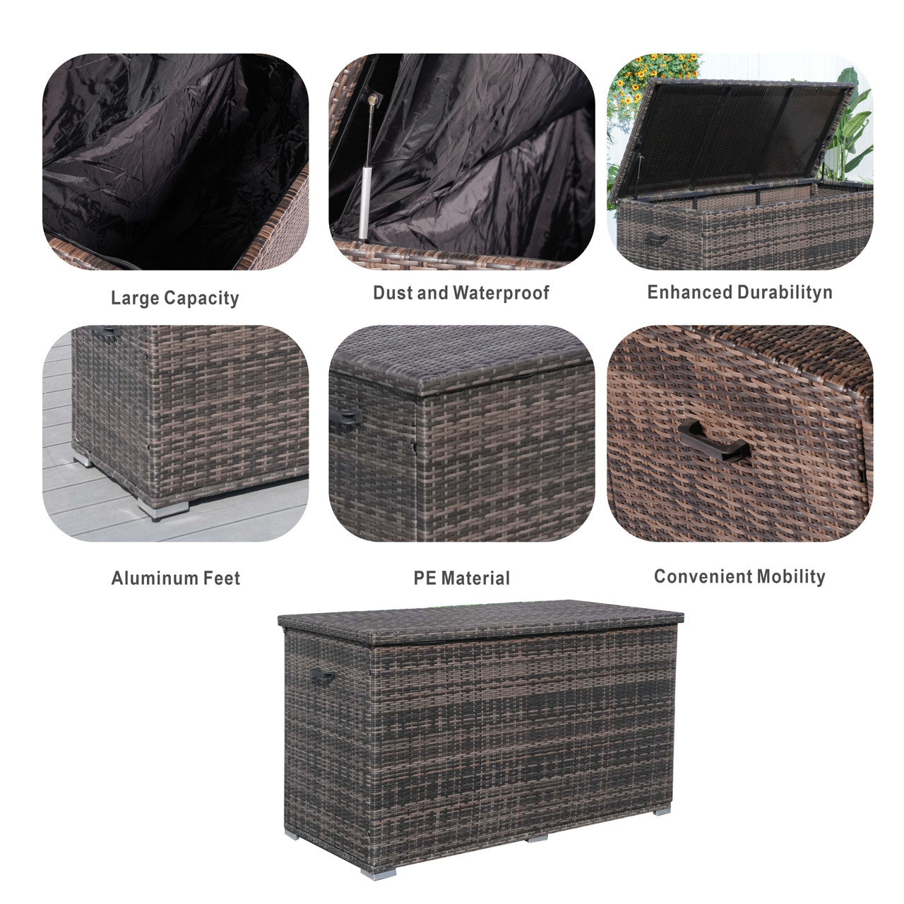 Direct Wicker Durable Iron-Framed Wicker Storage Box with Waterproof Liner