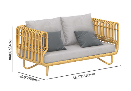 4 Delar Utomhus Loungegrupp i Rotting Med Soffbord och Kuddar
