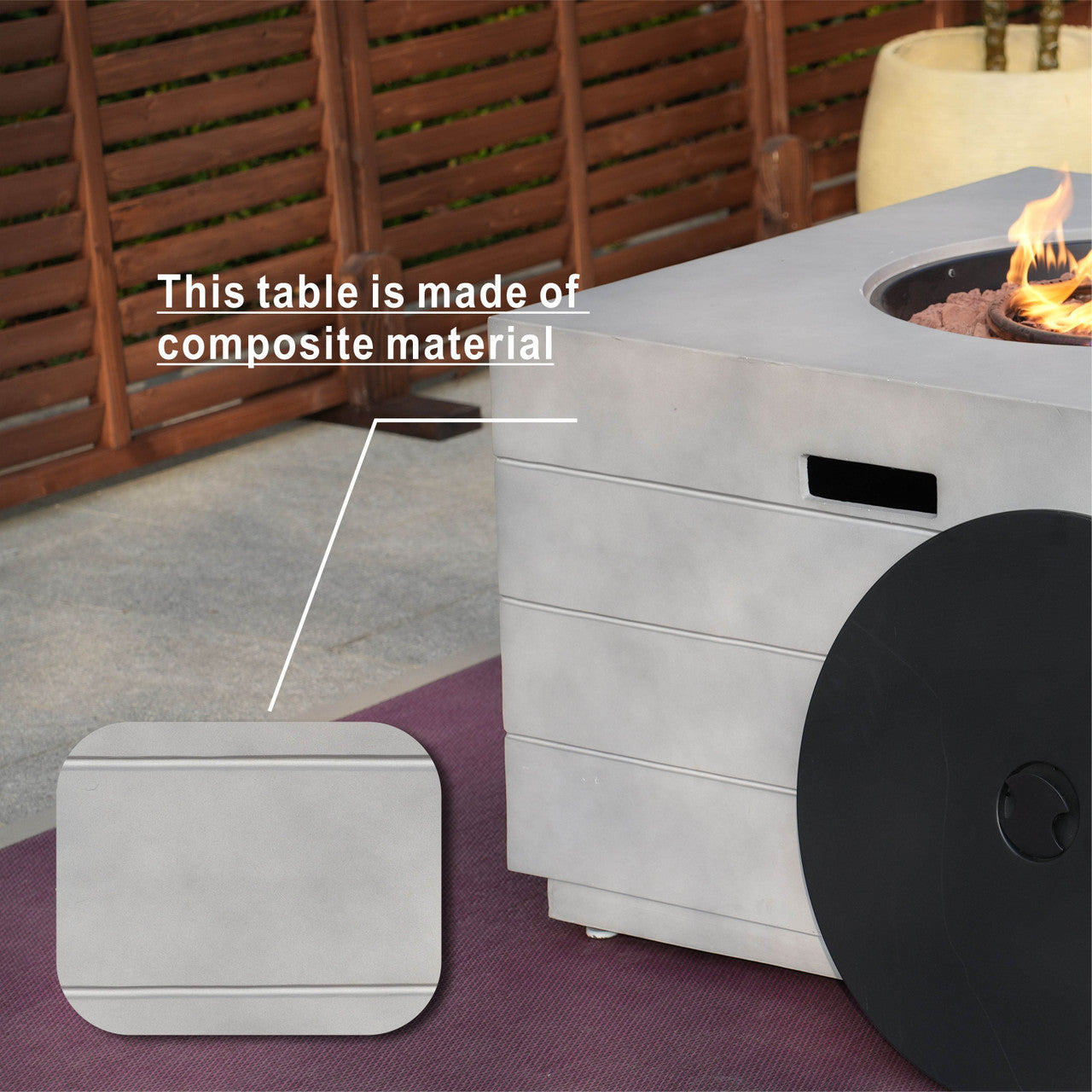 Direct Wicker Composite cement ash square stove table