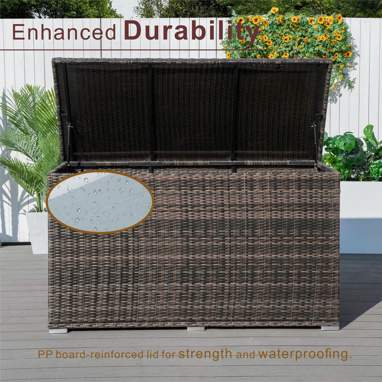 Direct Wicker Durable Iron-Framed Wicker Storage Box with Waterproof Liner