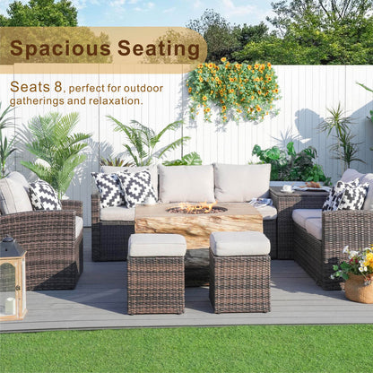 Direct Wicker Elegant Ute Soffgrupp Med Eldstad Bord