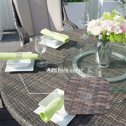 6-Sits Rund Utomhusmatbord med Glasbricka (PAD-1711-Table)