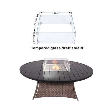 Direct Wicker 8 Seats Round Fire Pit Table with Aluminum Top | Direct Wicker