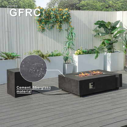 Direct Wicker A Set of Rectangular Cement Firepit Table with Gas Cylinder Cover PAG-24913