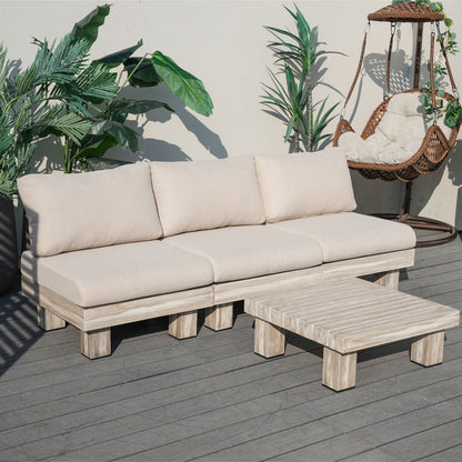 Direct Wicker Tre personer armfri aluminiumsoffgrupp inomhus och utomhus