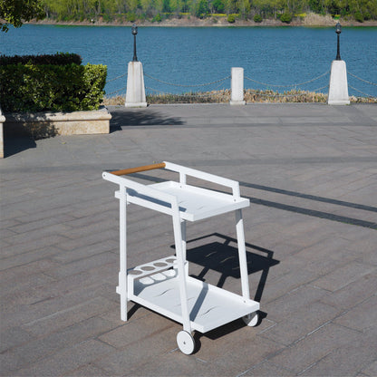Direct Wicker All aluminum dew pipe with teak armrests dining car can hold wine barrels