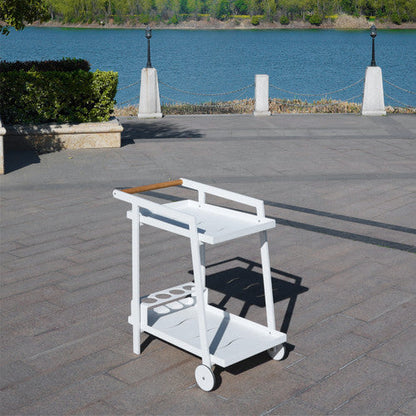 Direct Wicker All aluminum dew pipe with teak armrests dining car can hold wine barrels