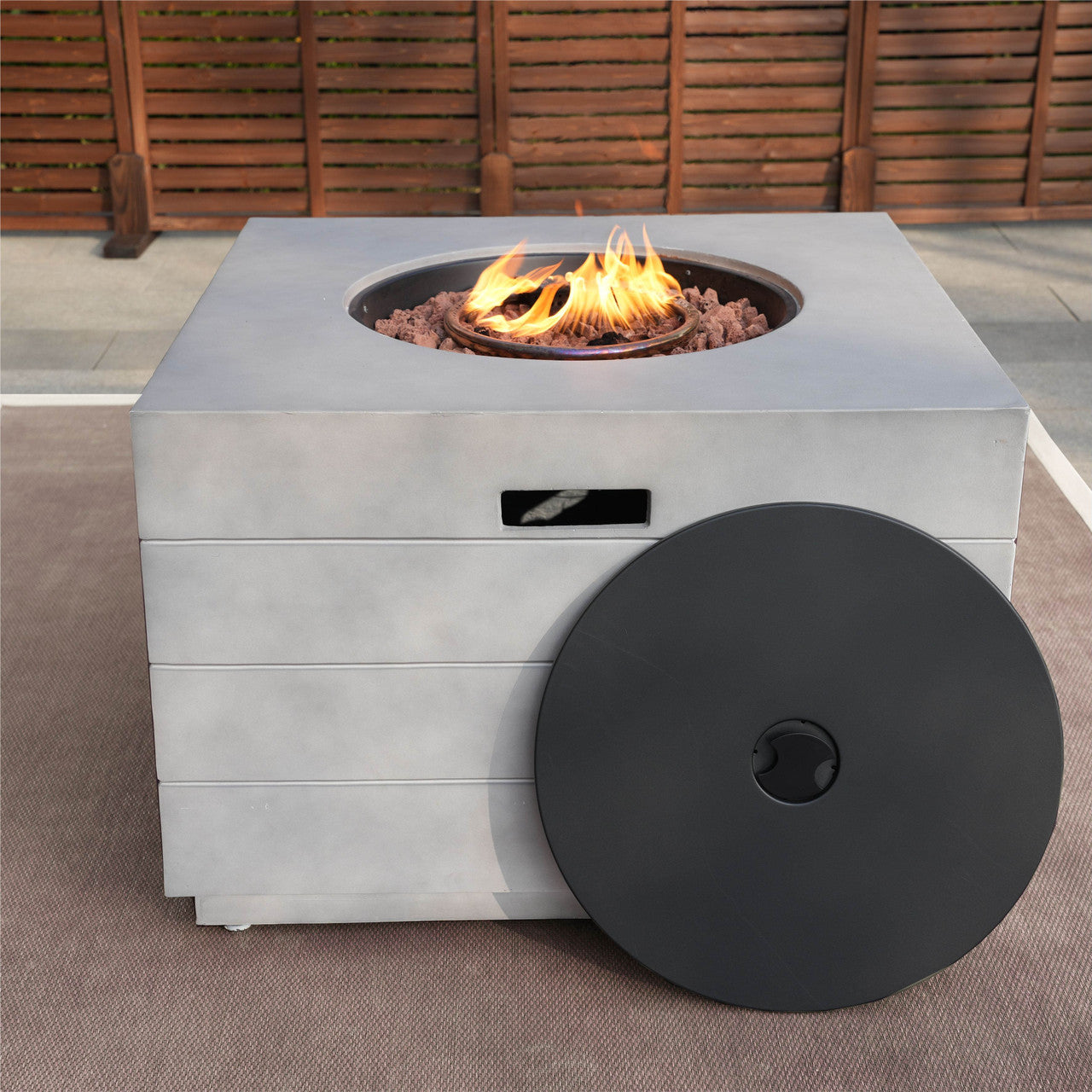 Direct Wicker Composite cement ash square stove table