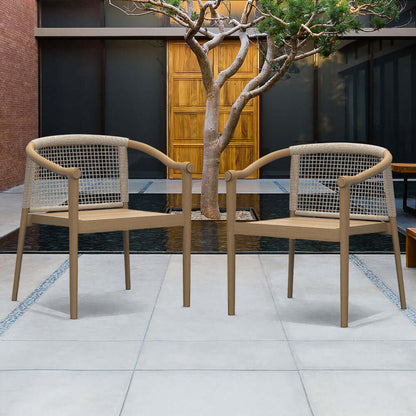 2 Bitars Modern Teakträ Utomhus Patiosittgrupp Natur Beige