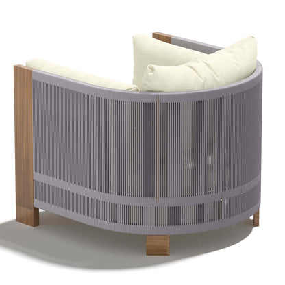 Utomhus Loungegrupp Med Runt Soffbord I Teak Och Repstol