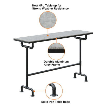 7 Delar Industriell Metall Utomhus Patio Bar Matset med Bord och Stolar