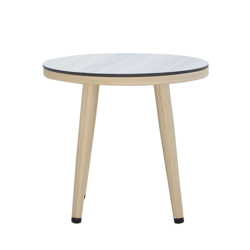 1 Styck Aluminium och Trä Utomhus Patio Gungstol Set med Rund Kaffe Bord