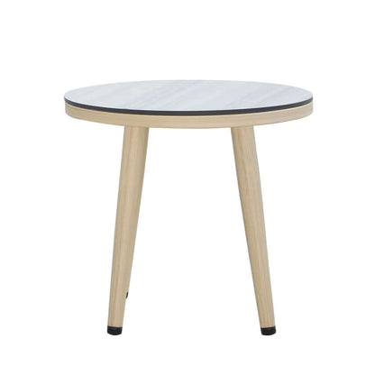 1 Styck Aluminium och Trä Utomhus Patio Gungstol Set med Rund Kaffe Bord
