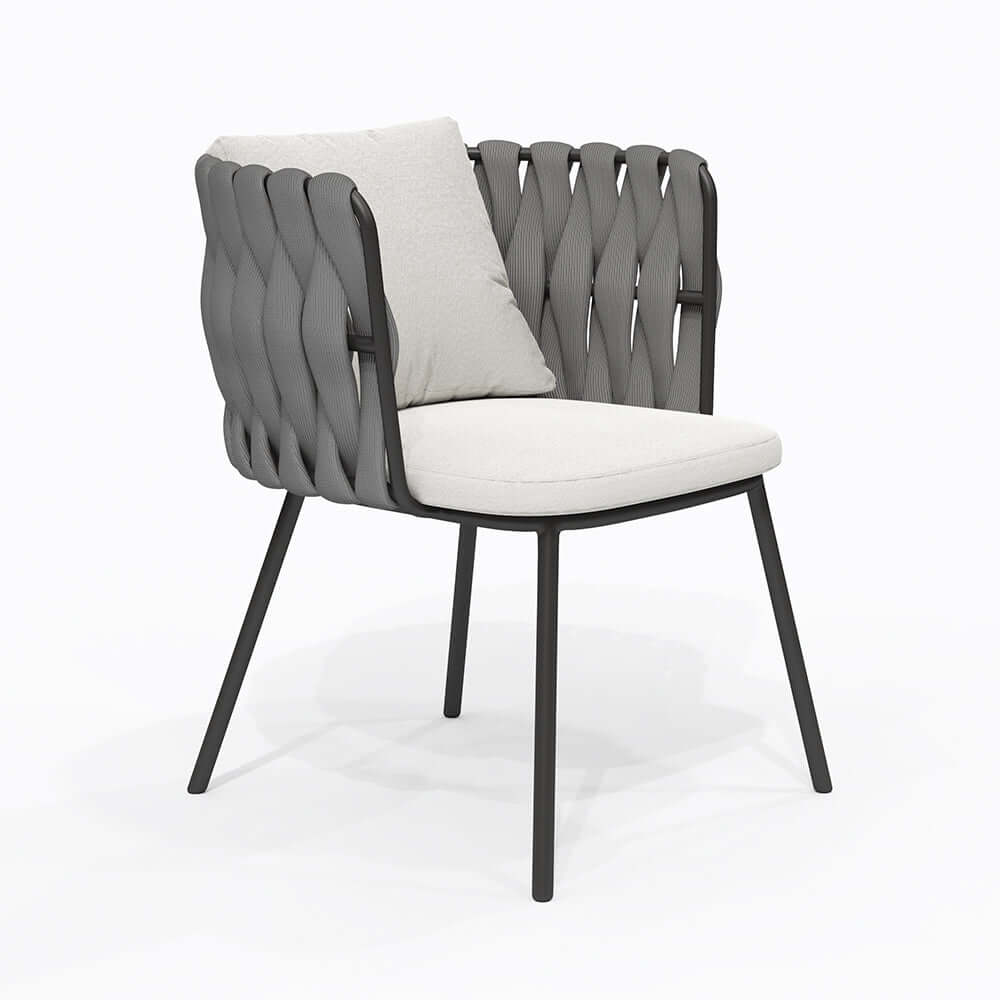 2 Delar Aluminium & Rep Utomhus Matstol Med Kudde I Kaffe