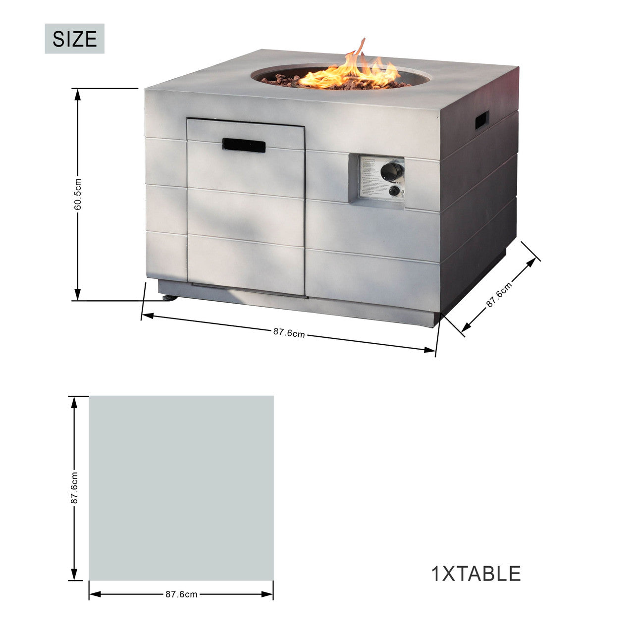 Direct Wicker Composite cement ash square stove table