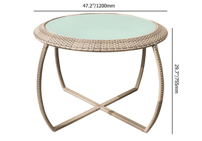 5 Delars Farmhouse Rattan Utomhus Matgrupp med Glasbord Grå