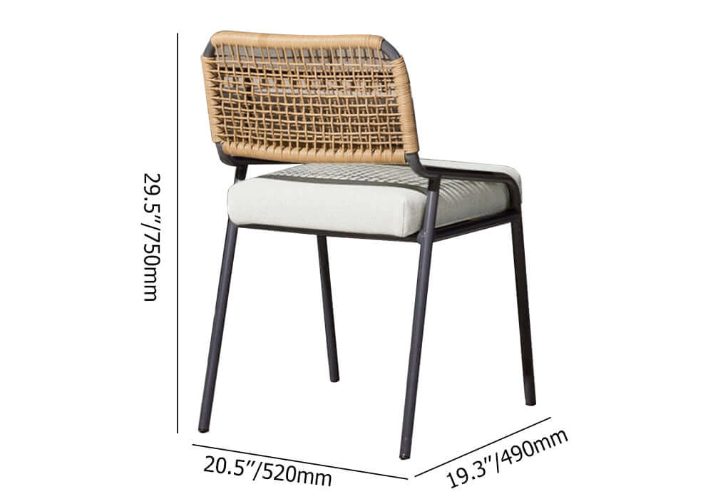 2 Delar Modern Aluminium & Rattan Ute Matstol Set Vit & Khaki