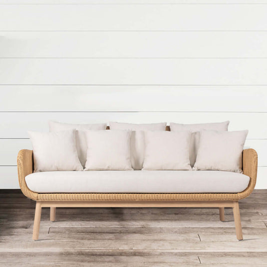 Naturlig Stil Khaki Rep Vävd 3-Sits Utomhussoffa Med Kudde