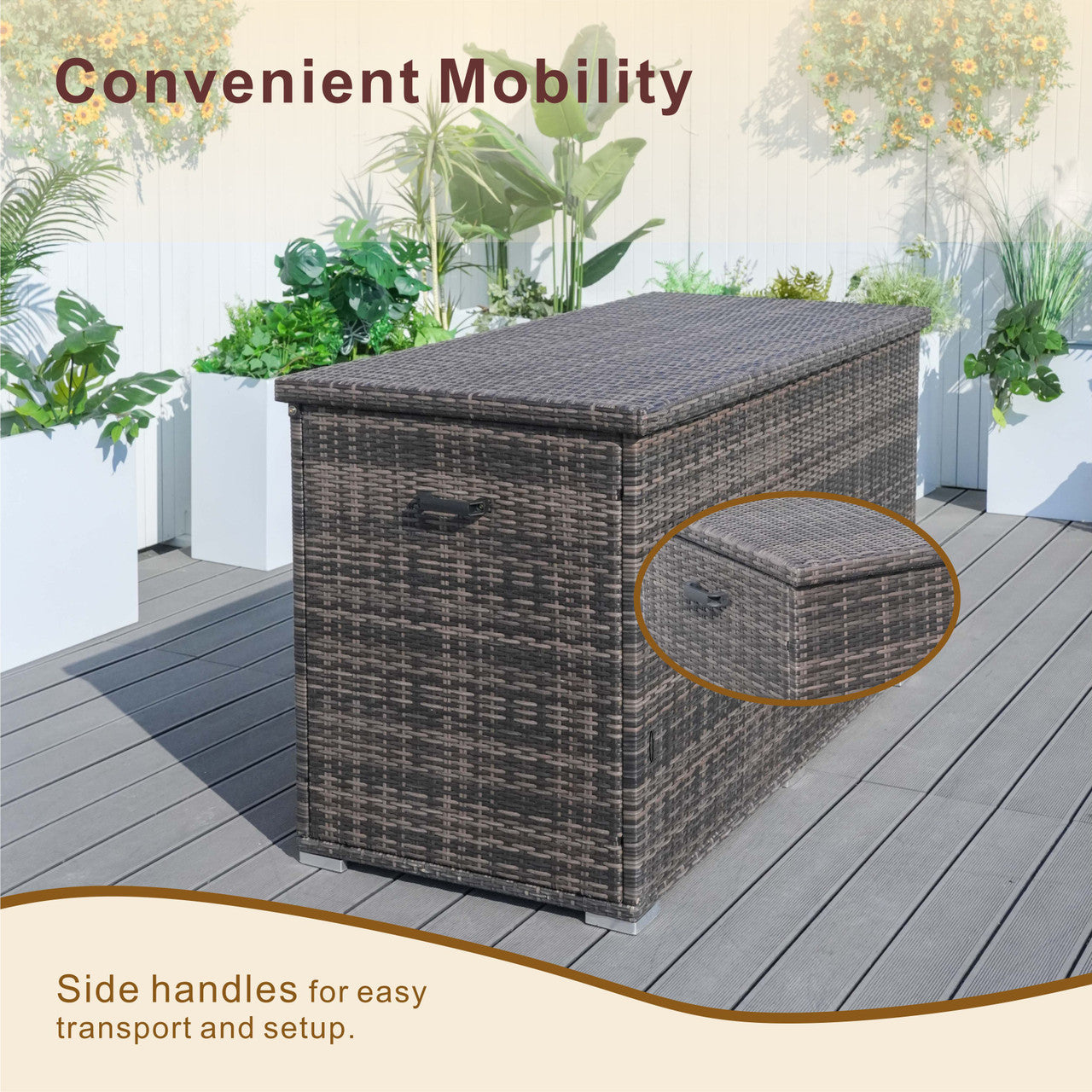 Direct Wicker Durable Iron-Framed Wicker Storage Box with Waterproof Liner