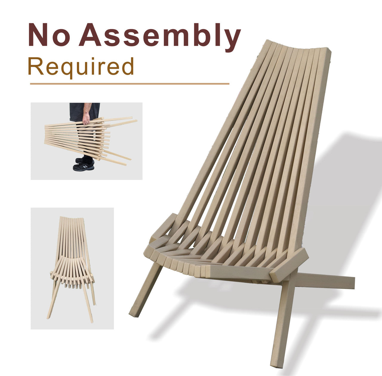Direct Wicker Acacia folding chair Portable outdoor lounge chair