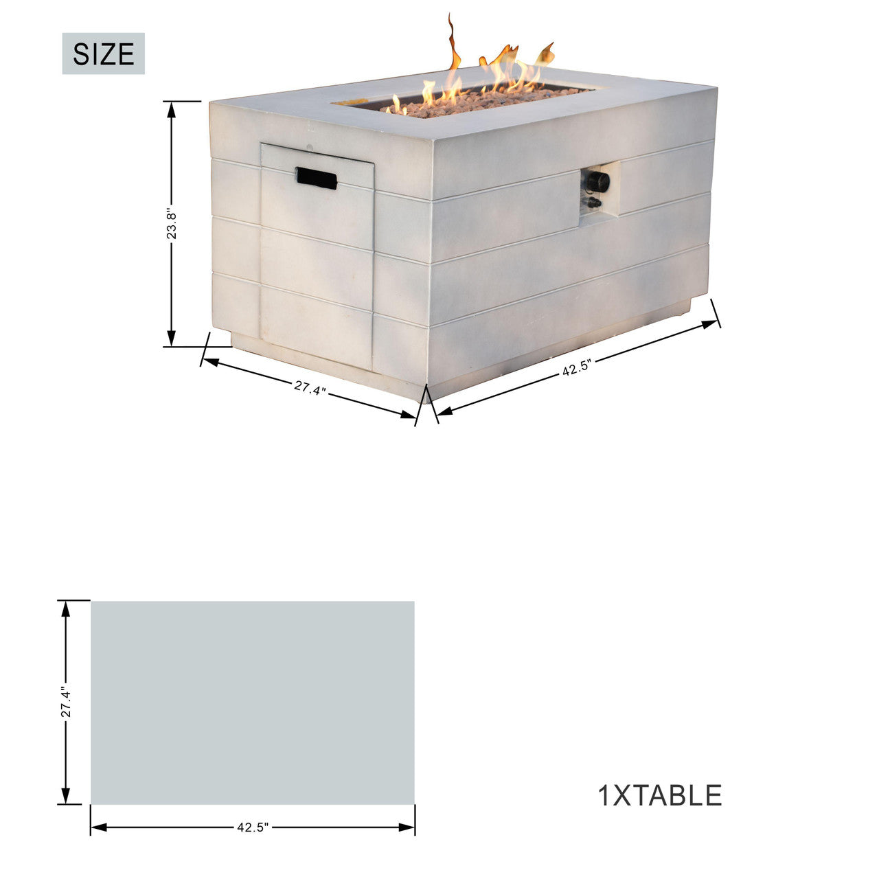 Sonoma 8-Sits Utomhus Soffgrupp + Kvadratiskt Gasolbord I Komposit