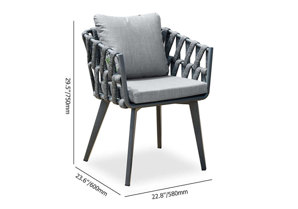Aluminium- och Rattan Utomhus Patio Matstolsfåtölj Grå Set om 2