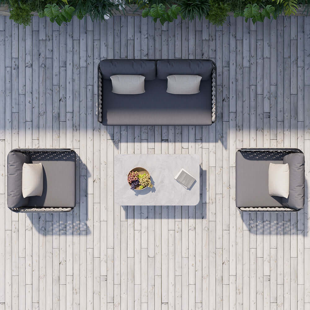 Aluminium & Rep Utomhus Loungegrupp Med Marmor Soffbord