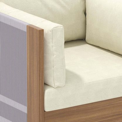 Utomhus Loungegrupp Med Runt Soffbord I Teak Och Repstol