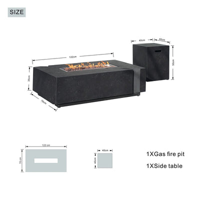 Direct Wicker A Set of Rectangular Cement Firepit Table with Gas Cylinder Cover PAG-24913