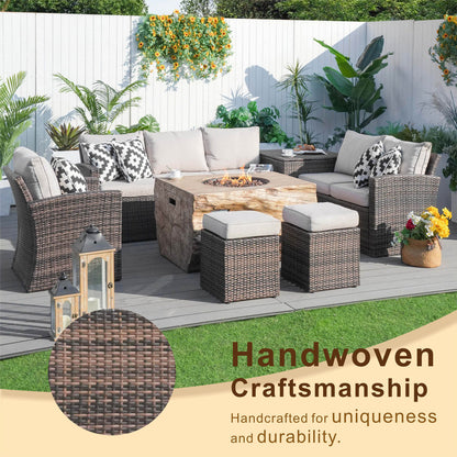 Direct Wicker Elegant Ute Soffgrupp Med Eldstad Bord