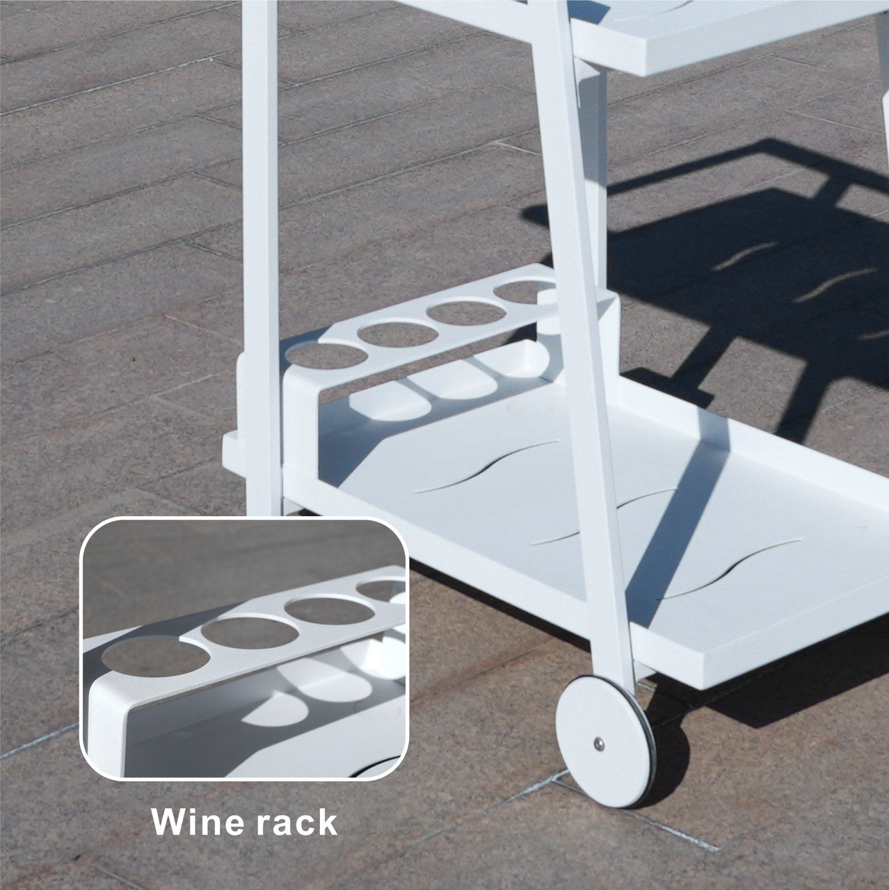 Direct Wicker All aluminum dew pipe with teak armrests dining car can hold wine barrels