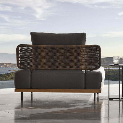 37,4 Tum Bred Modern Aluminium Och Rattan Utesoffa Med Kudde