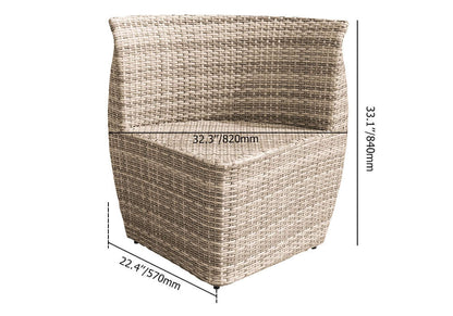5 Delars Farmhouse Rattan Utomhus Matgrupp med Glasbord Grå