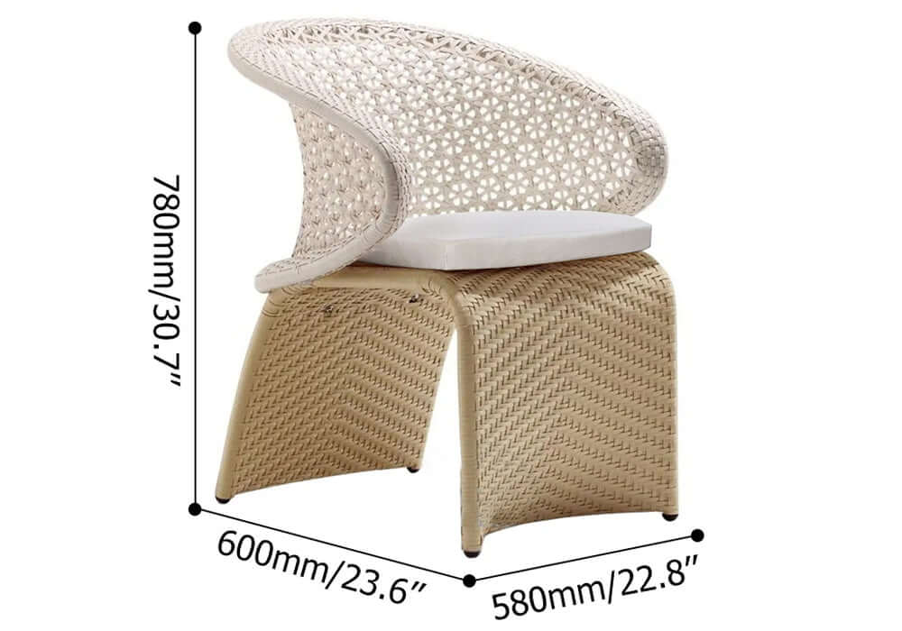 7 Delar Modern Aluminium Ute Matbordset Med Oval Glasbord Och Rattan Fåtölj
