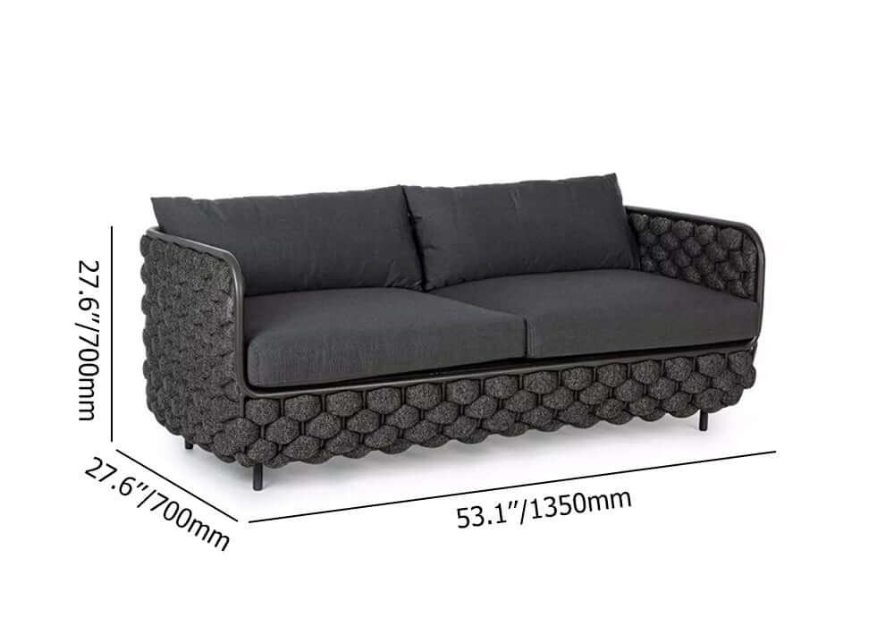 53,1 Tum Bred Modern Aluminium Och Rep Utomhus Loveseat Soffa