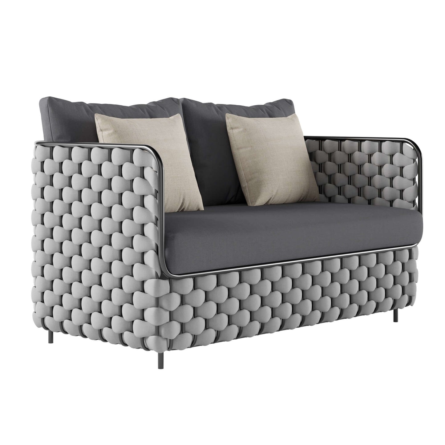 Aluminium & Rep Utomhus Loungegrupp Med Marmor Soffbord