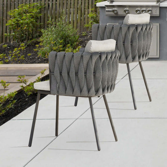 2 Delar Aluminium & Rep Utomhus Matstol Med Kudde I Kaffe