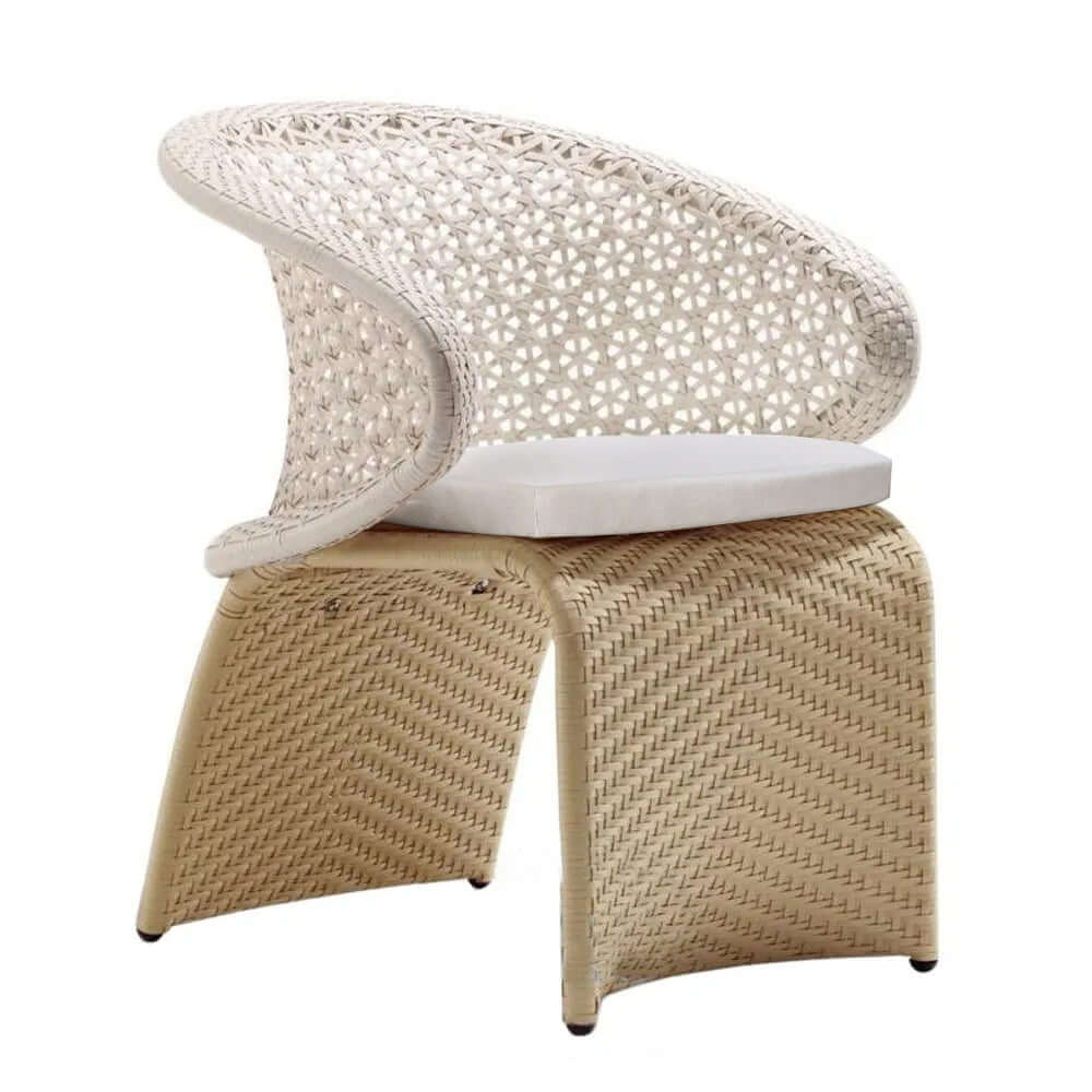 7 Delar Modern Aluminium Ute Matbordset Med Oval Glasbord Och Rattan Fåtölj