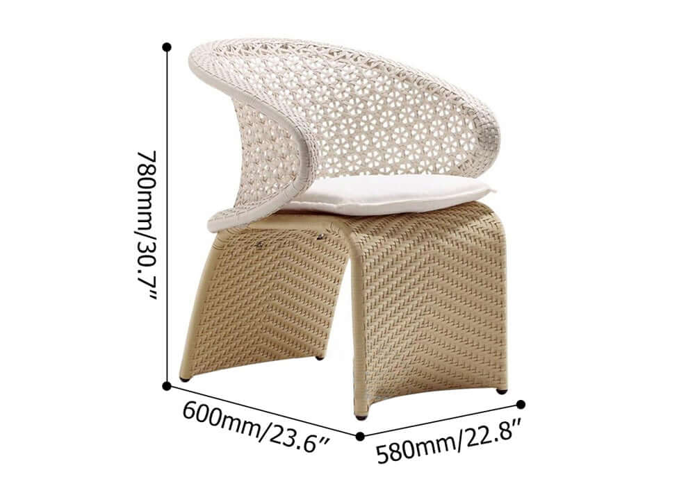 Aluminium och Rattan Utepatio Matstol i Vit och Khaki (Set om 2)