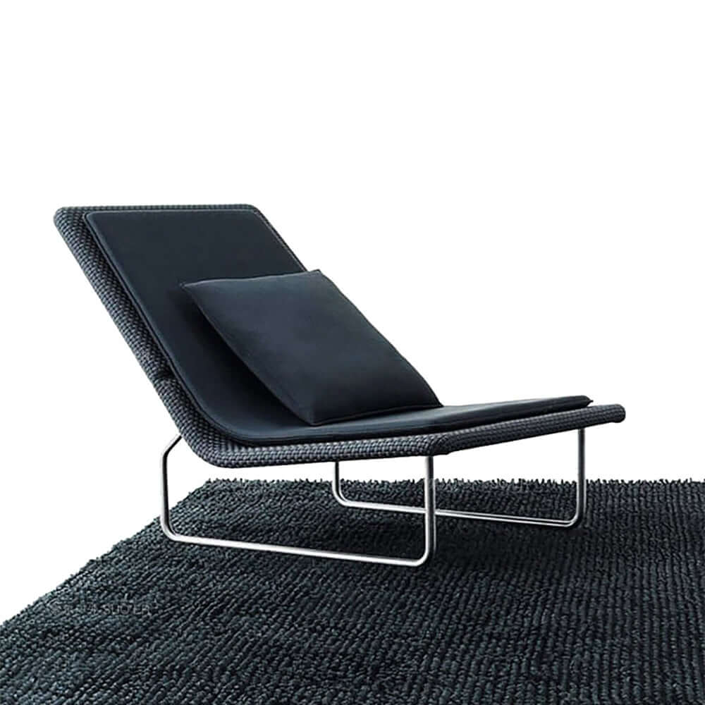 Svart Rattan Utomhus Loungestol Accentstol i Aluminium