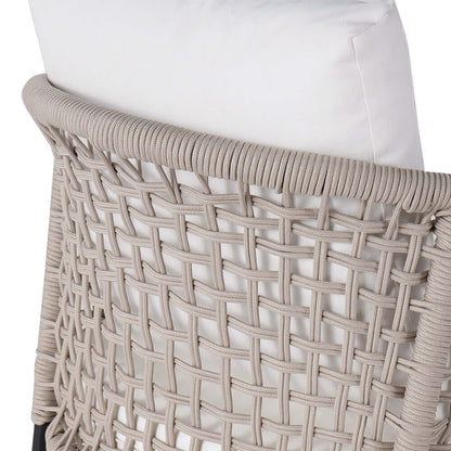 Modernt aluminium & rep utomhus stolset med ottoman i vitt och svart