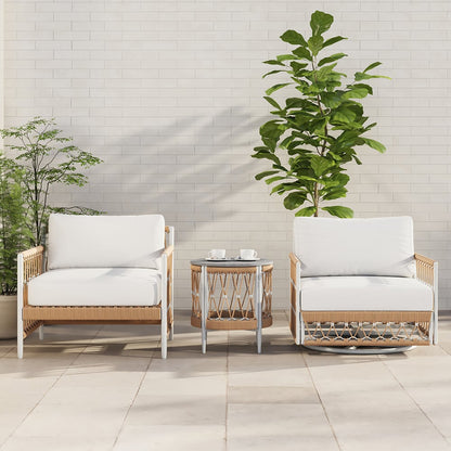 3 Pieces Aluminum sittgrupp med svängbara soffor och sidobord i khaki, perfekt för utomhusbruk.