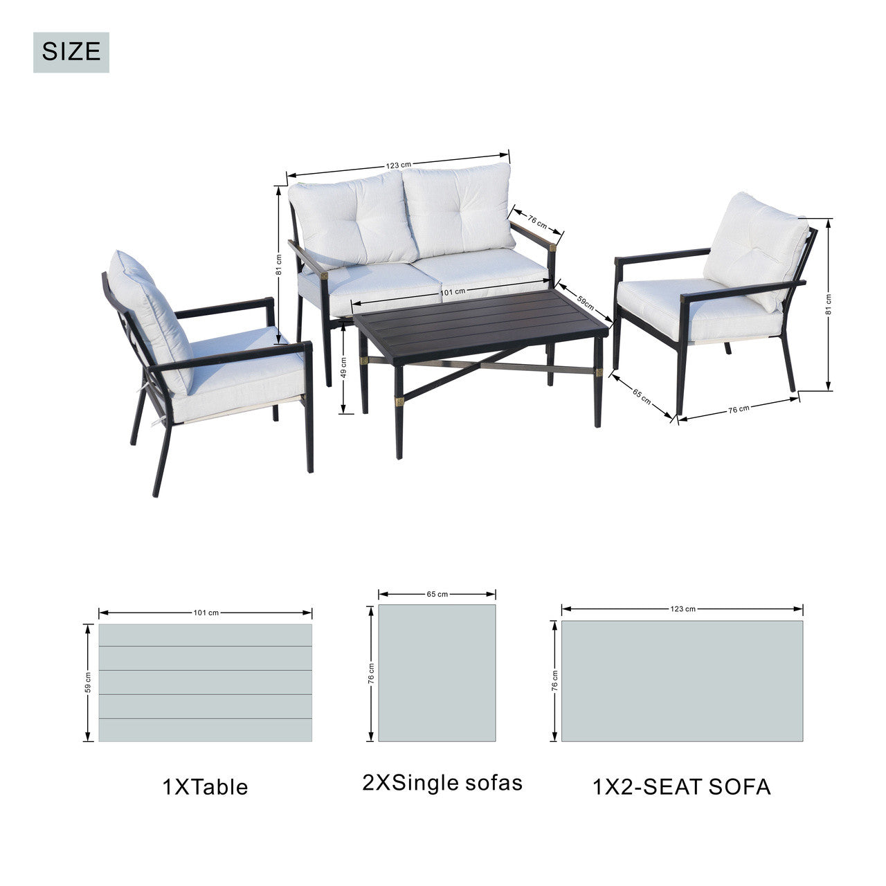 Direct Wicker Aluminum Exposed Tube Module Sofa -Simple, Comfortable, Practical