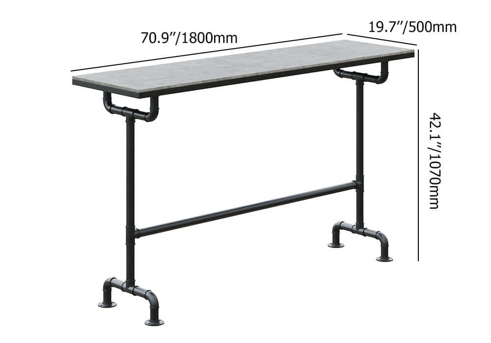 7 Delar Industriell Metall Utomhus Patio Bar Matset med Bord och Stolar